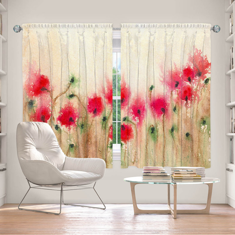 Rideau obscurcissant avec passe-tringle Delaughter Field Of Poppies, L 40 po x L 52 po