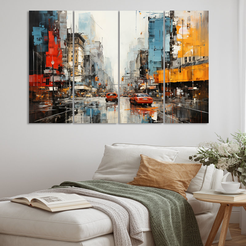 Éclectisme urbain sur toile, reproduction de 4 pièces