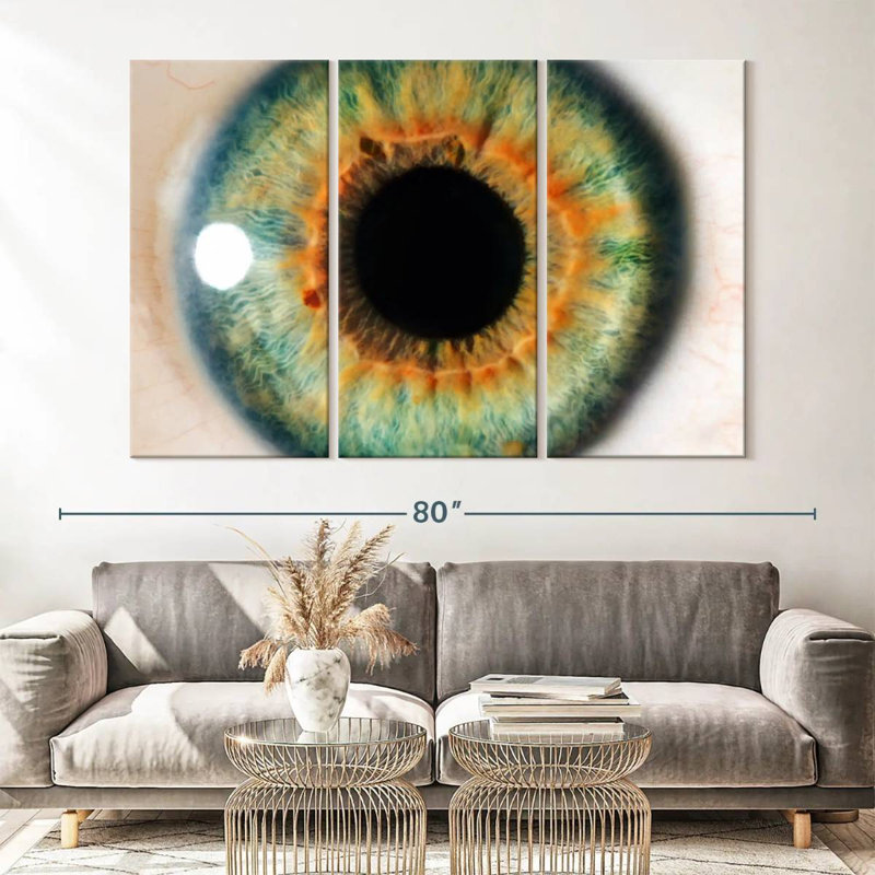 " Green Eye " 3 - Pieces, 42" H x 65" W x 1.25" D
