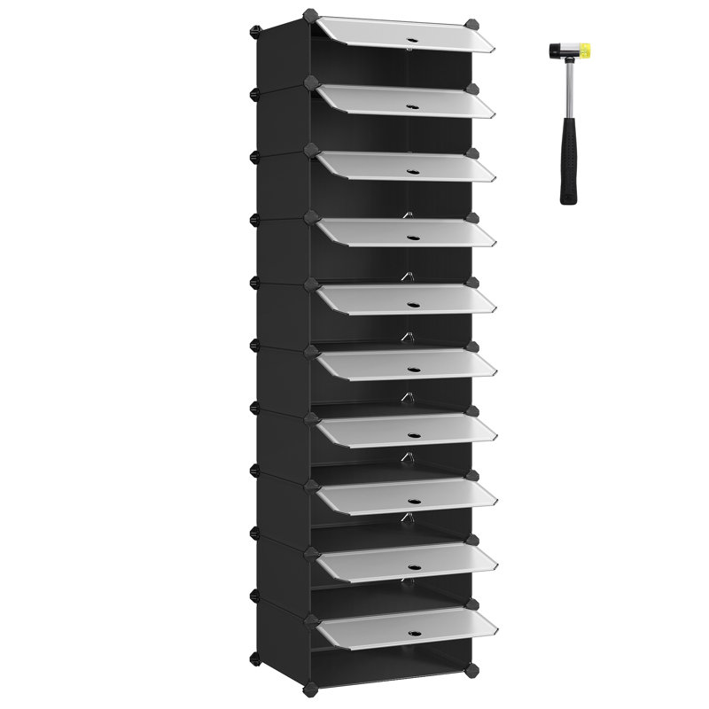 10 Pair Stackable Shoe Storage Cabinet