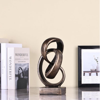 Sculpture moderne à nœuds abstraits, décor artistique en résine d'inspiration Mobius (bronze)