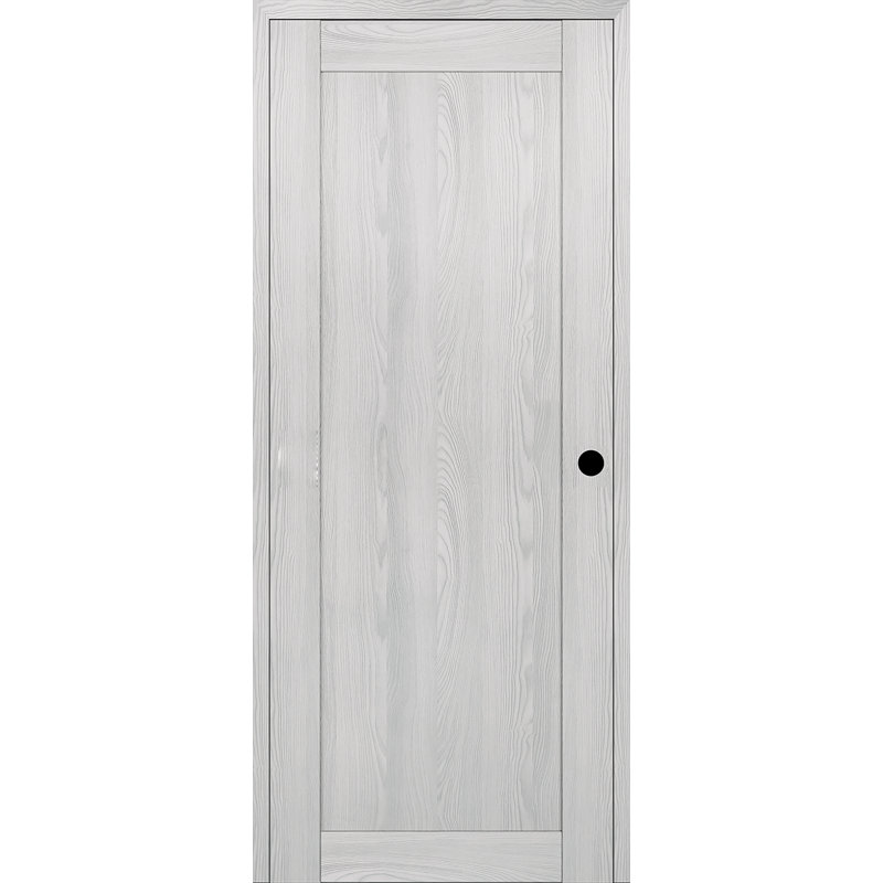 Porte intérieure standard préfinie en bois massif manufacturé 1 panneau Shaker, 27,8 po x 95,2 po, Pacane, Côté gauche