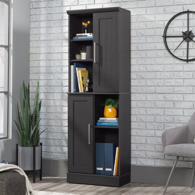 23.31'' Wide 6 - Shelf Storage Cabinet with Cable Management, Raven Oak
