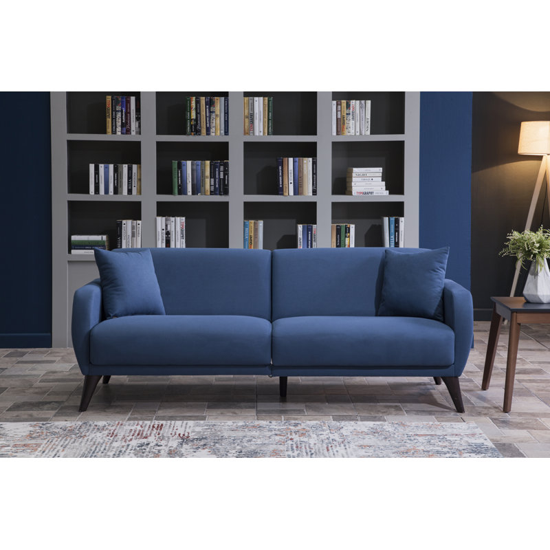 Canapé-lit taille simple capitonné en polyester 78,75 Lelana, Bleu