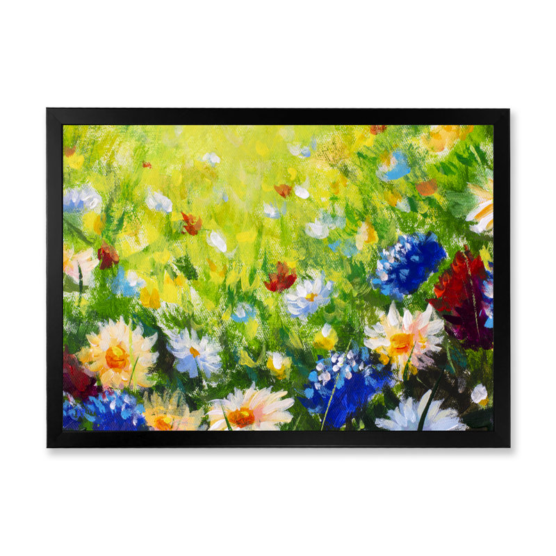 «Blooming Flowers Nature Field II», reproduction sur toile flottante, H 8 po x l 12 po x P 1 po, Cadre noir