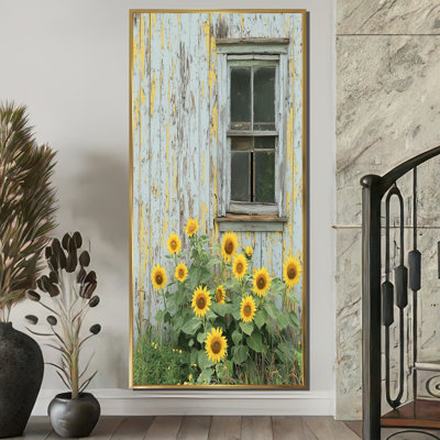 Gilstrap, campagne, tournesols et grange, fenêtres II - tournesols, art mural
