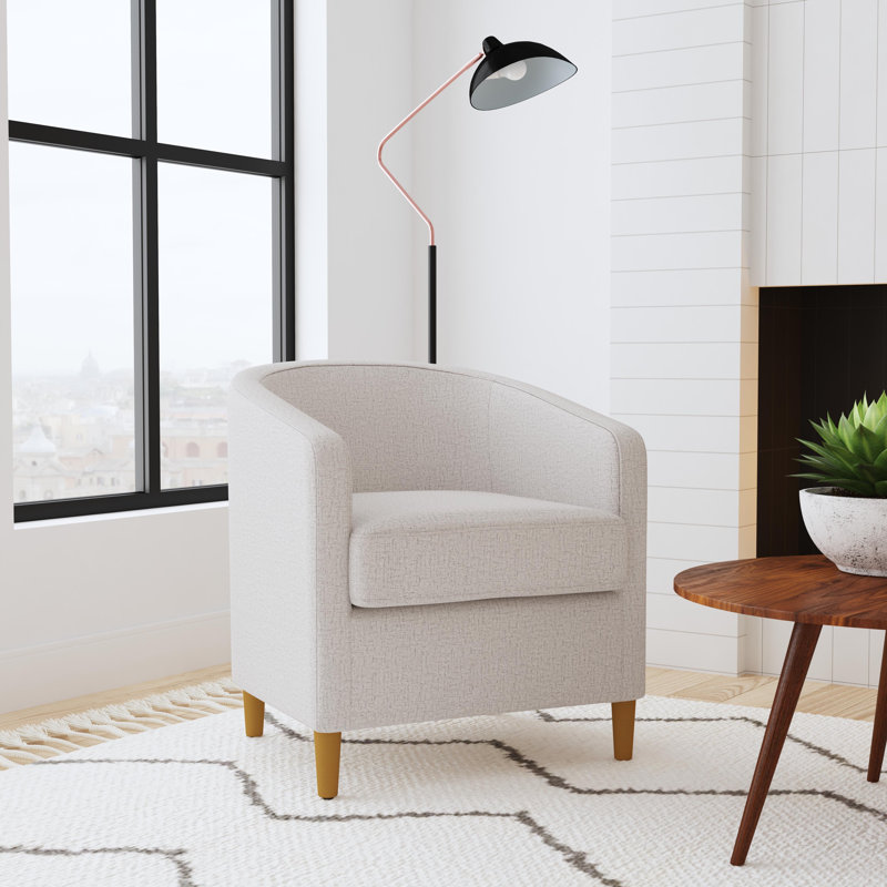 Gela Upholstered Barrel Chair, Neutre 100% polyester uni texturé