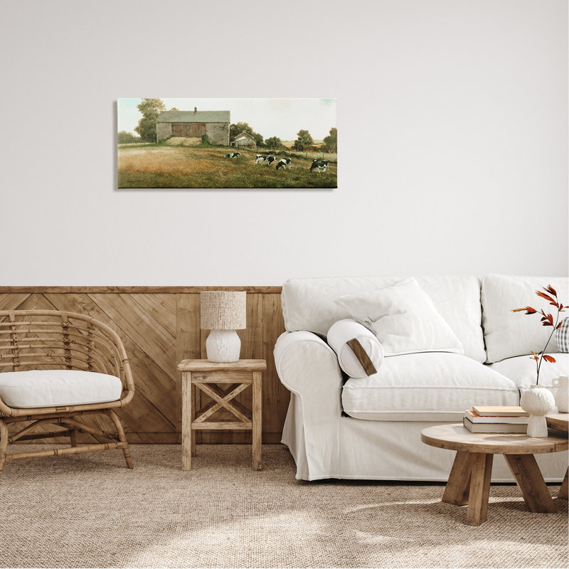 Vaches traditionnelles qui paissent par Ray Hendershot, H 17 po x l 40 po x P 1,5 po