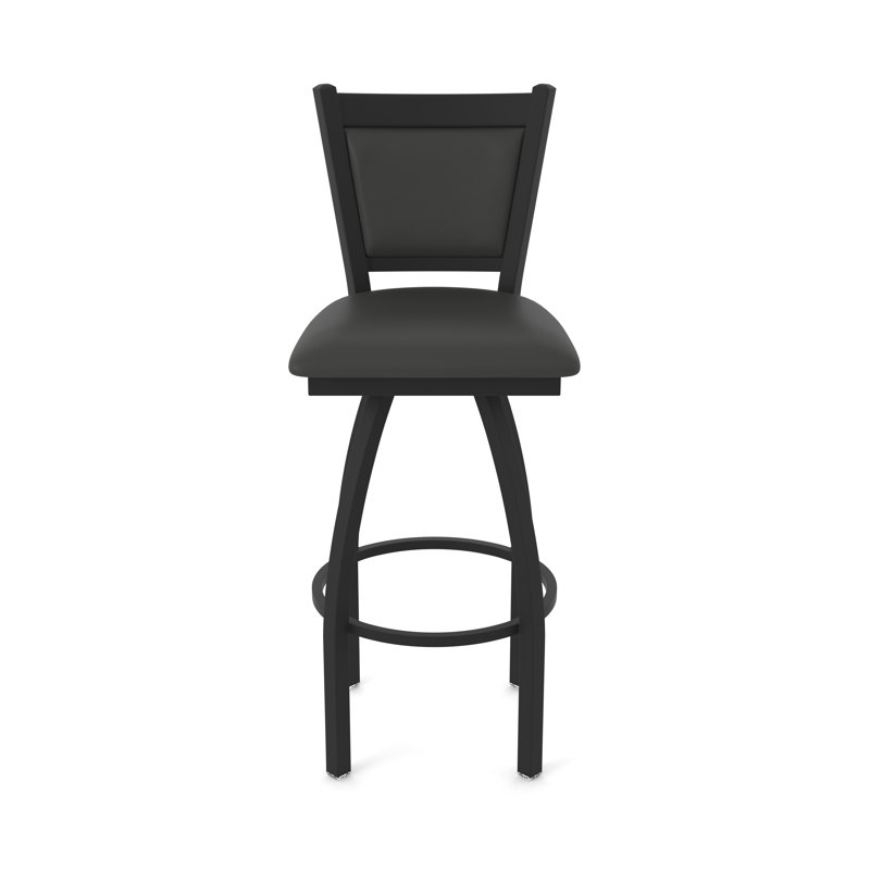 Tabouret pivotant Hadleigh, Noir froissé, Tabouret de bar (siège d'une hauteur de 36 po), Vinyle - fer Canter