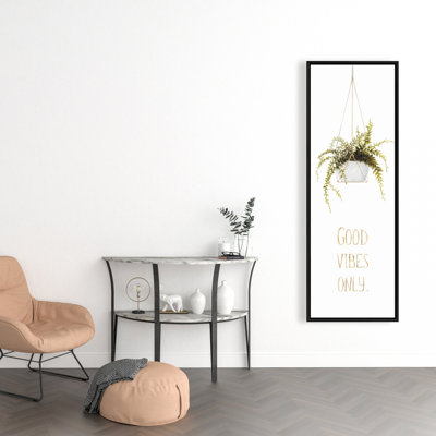 Toile à motif floral Good Vibes Only Leaves | Décoration intérieure blanche encadrée