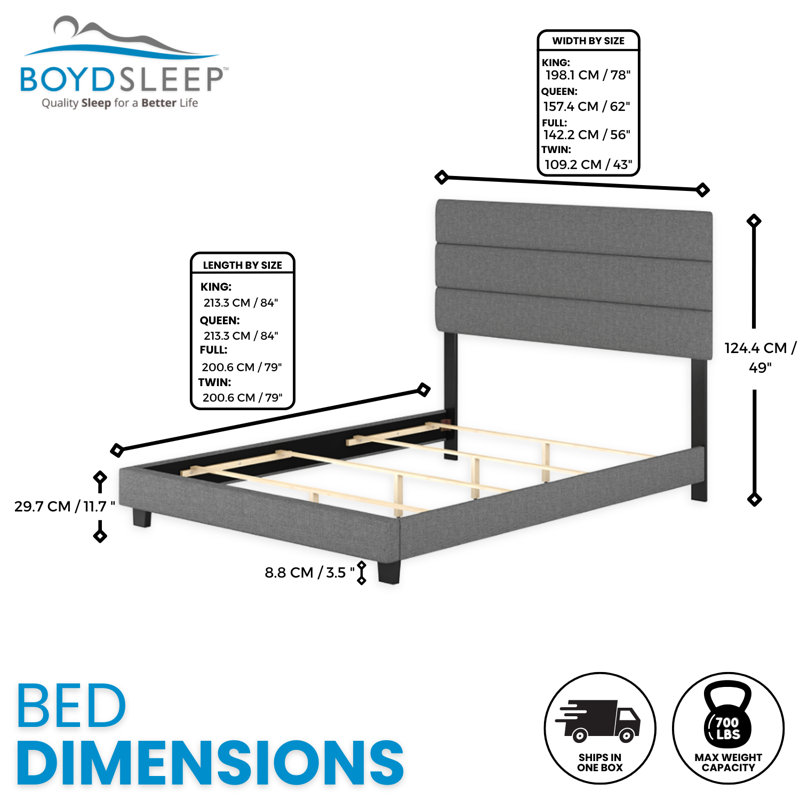 Ravenna Medium Gray Upholstered Queen Linen Bed Frame