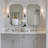 Modern Scalloped Corner Rectangle Bathroom Vanity Mirror | Stainless Steel Frame-442909075-442909074