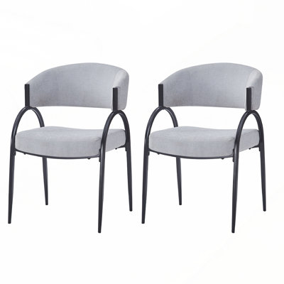 Ensemble de 2 chaises rembourrées élégantes avec pieds en métal pour les salles à manger modernes