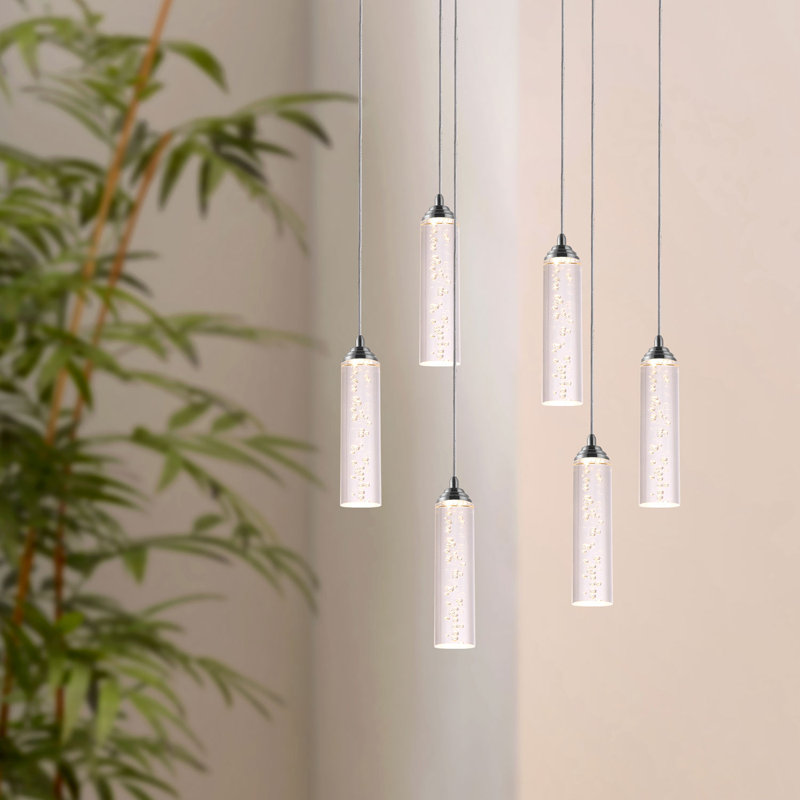 Ardrie 6 - Light Chrome Cluster Pendant, 8.7" H x 1.8" W x 1.8" D
