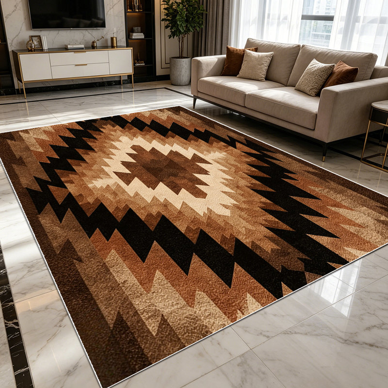 Tapis à motif géométrique 1 pièce Southwestern Aztec, Rectangle 4'8" x 6'8"