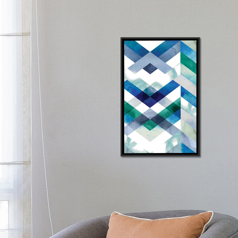 « crystal chevron ii », impression sur toile, Toile avec cadre noir, H 48 po x l 32 po x P 1,5 po, Pas de tapis