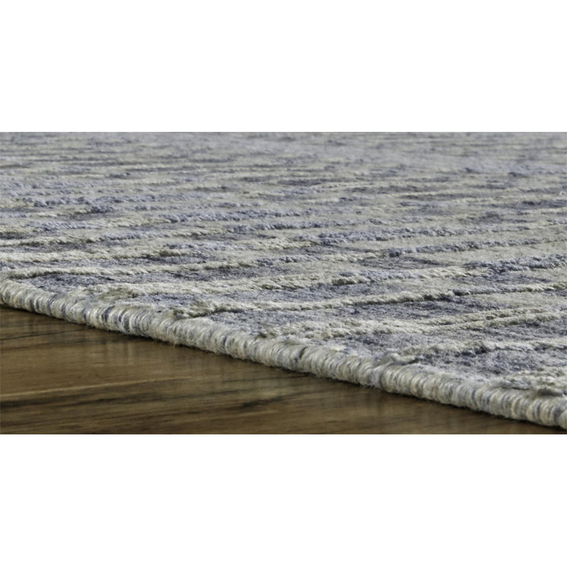 Tapis bleu denim tissé à la main Tommen, Rectangle de 10 pi x 14 pi