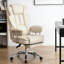 Fauteuil de bureau inclinable beige ergonomique avec repose-pieds, cuir pour grands et grands bureaux, roulettes pour repose-pieds d'une capacité de 500 lb