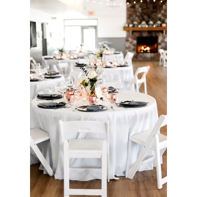 6-Pack 120-Inch White Round Polyester Tablecloth, Washable for Weddings, Parties, Banquets, and Camping