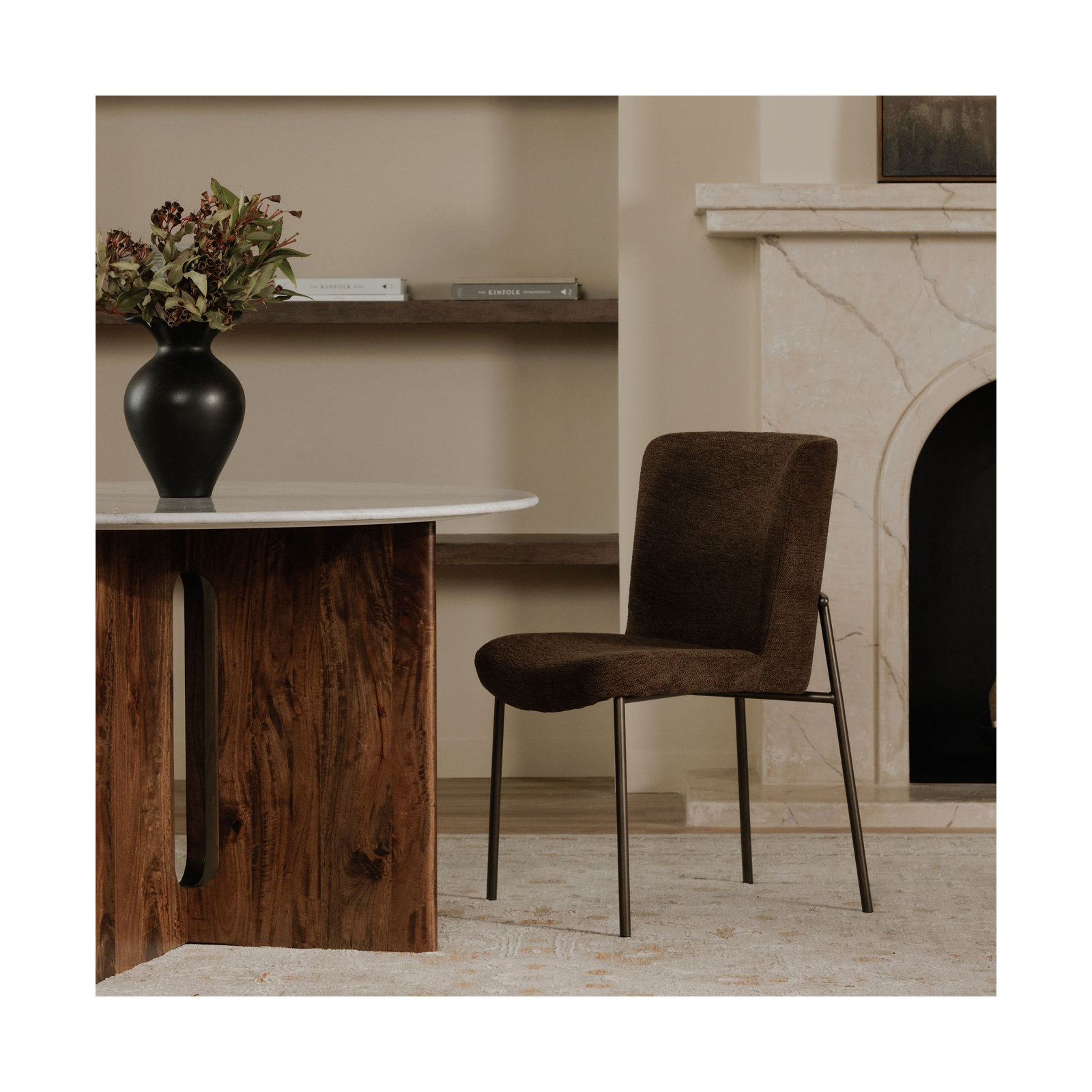 Dareau Dining Chair-Set Of Two, Dark Brown Polyester