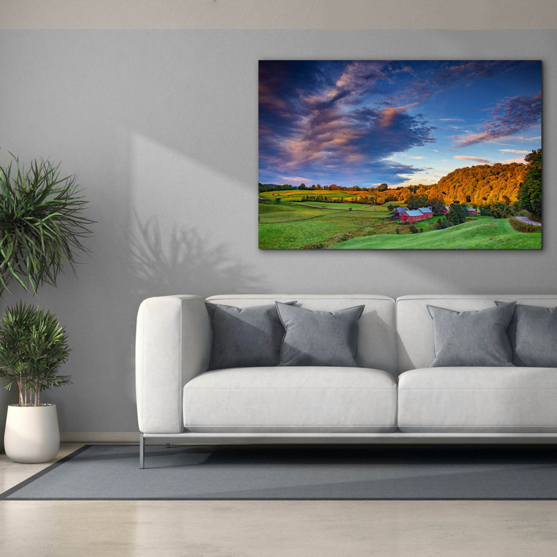 «First Light On Jenne Farm» par Rick Berk, art mural sur toile, H 40 po x l 60 po x P 1,5 po