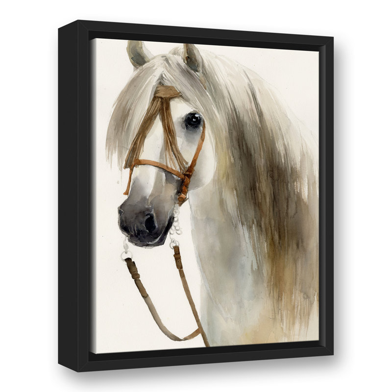 Cheval dans une toile flottante encadrée d'automne, H 17,75 po x l 13,75 po x P 1,75 po, Cadre flottant noir