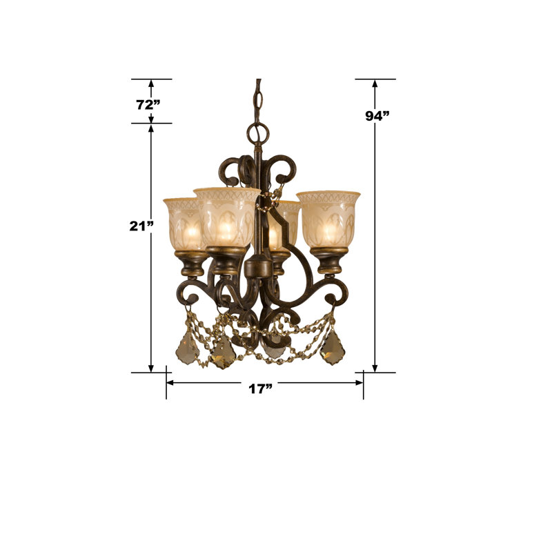Tusten Mini Chandelier, Golden Teak Majestic Wood Polished