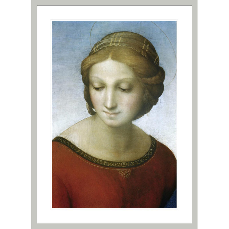 Détail de la Madone de la prairie par Raphael - Impression sur toile, H 41,5 po x l 30,13 po