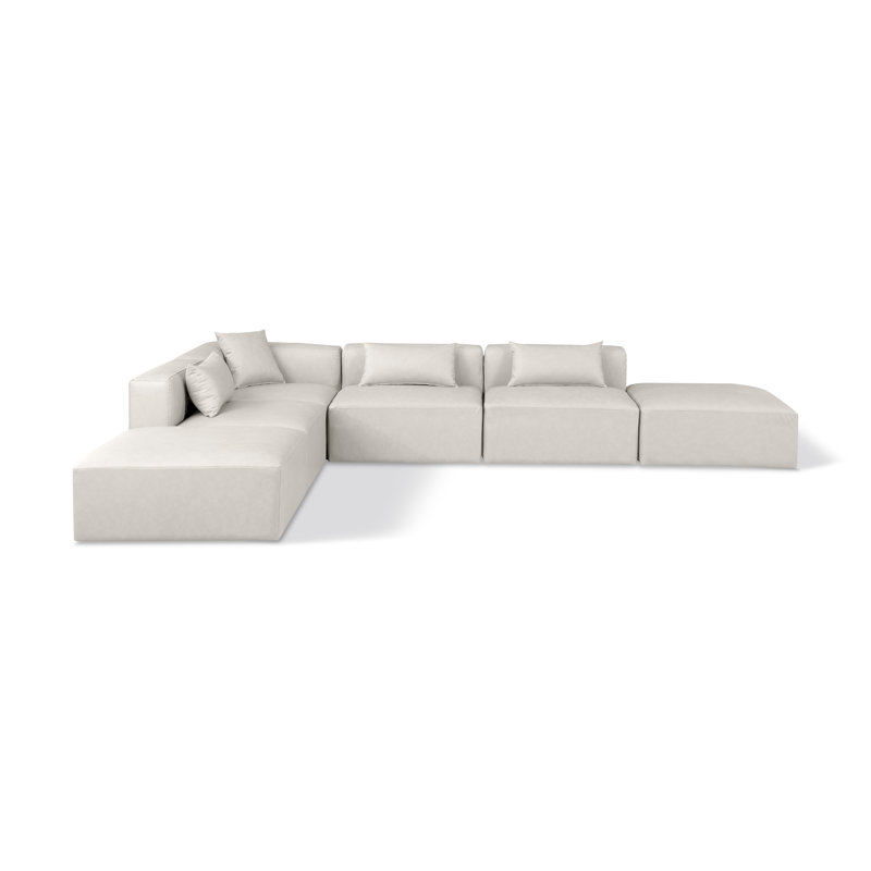 Canapé modulaire en similicuir 6 pièces Houswerth, Cuir crème végétalien