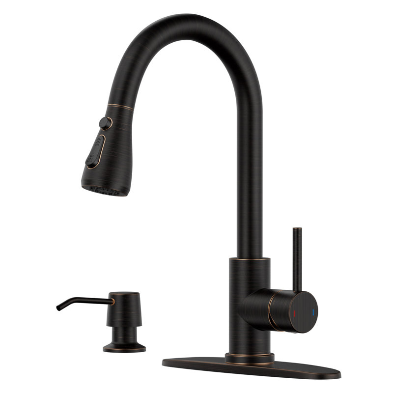 Kitchen Faucets With Soap Dispenser, Matte Black