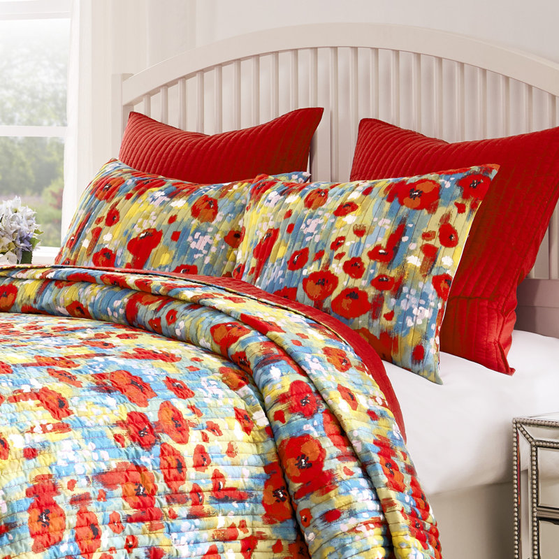 Greenland Home Fasions Poppies Red Standard Sham, 20x26, Standard