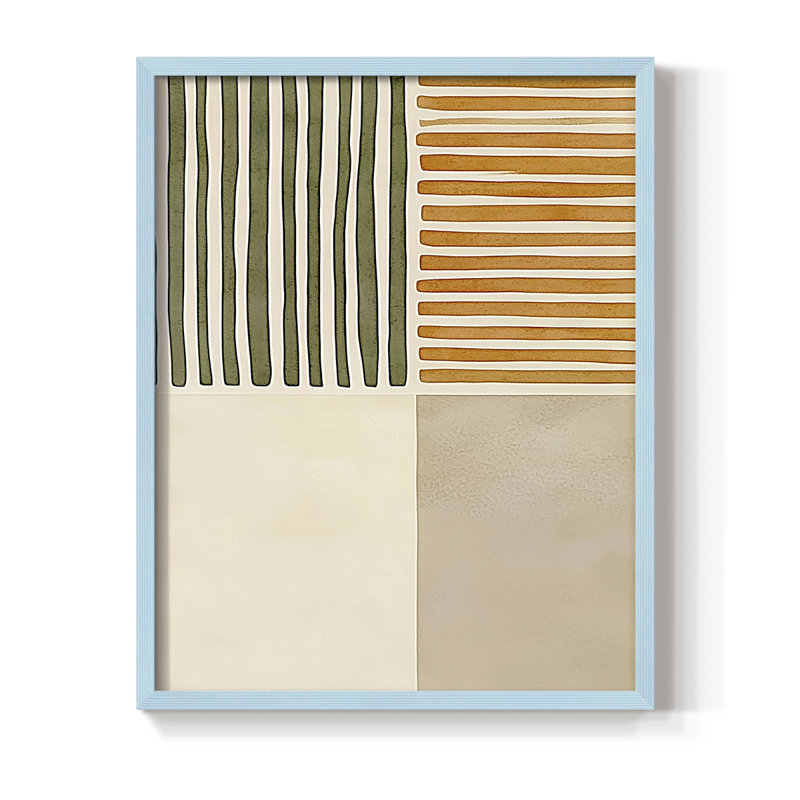 Impression abstraite encadrée CXV - prête à être suspendue - fabriquée aux États-Unis, H 10 po x l 8 po, Bleu