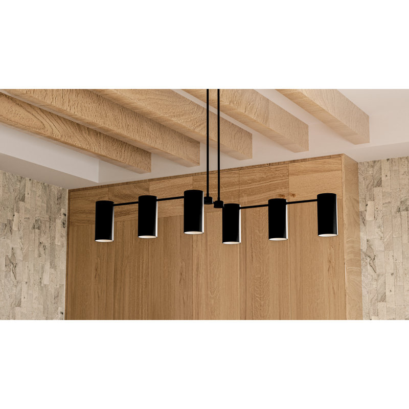 Lustre linéaire à 6 lumières Foreland, Noir mat