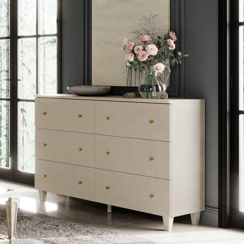 Commode pour enfants avec 6 tiroirs Lysiane, Beige