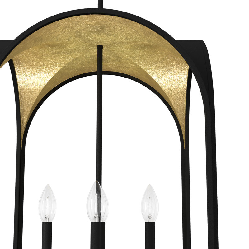 Dukestown 4 Light 18 inch Lantern Pendant, Natural Iron/Gold Leaf