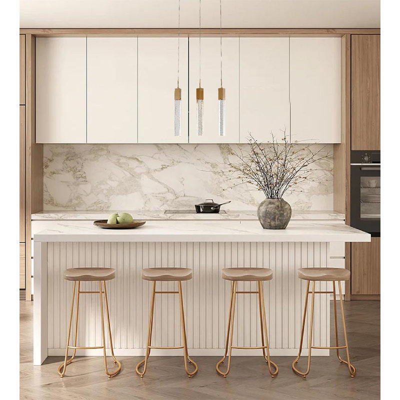 Luminaire suspendu pour îlot de cuisine 3 lumières Modern, Doré