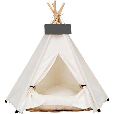 Pet Teepee Dog & Puppy Cat Tents Tipi Bed Portable Houses With T...