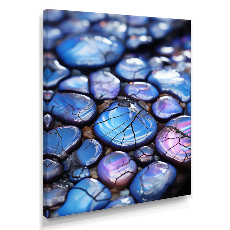 Indigo Agate Stones - Marble Wall Art, Wrapped Canvas, 20" H x 12" W