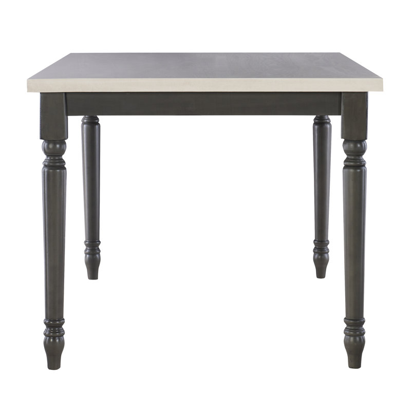 Smokey White and Dark Gray Farmhouse Solid Wood Dining Table