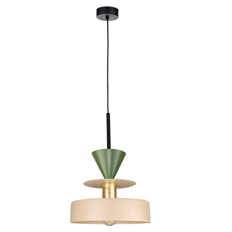 1 - Light Matte Black Drum Pendant, Latte/Khaki