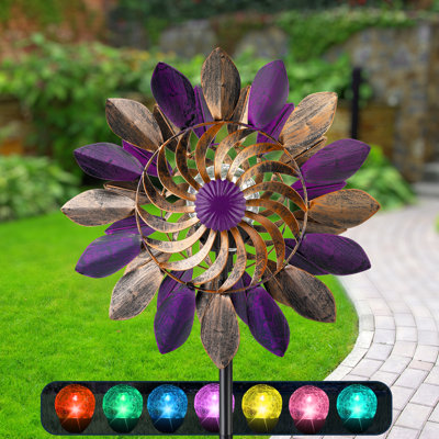 Wind Spinners For Yard And Garden-wind Sculptures & Spinners Garden Kinetic Art With Solar Powered Multi-colour Glass Ball Light For Yard Garden Backyard Lawn Decorations,Mother's Day Gift(75inch)