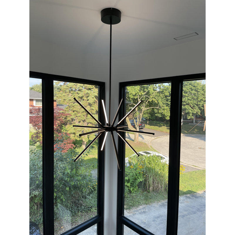 Lustre linéaire Spoutnik à 12 lumières Ringwood, Noir mat