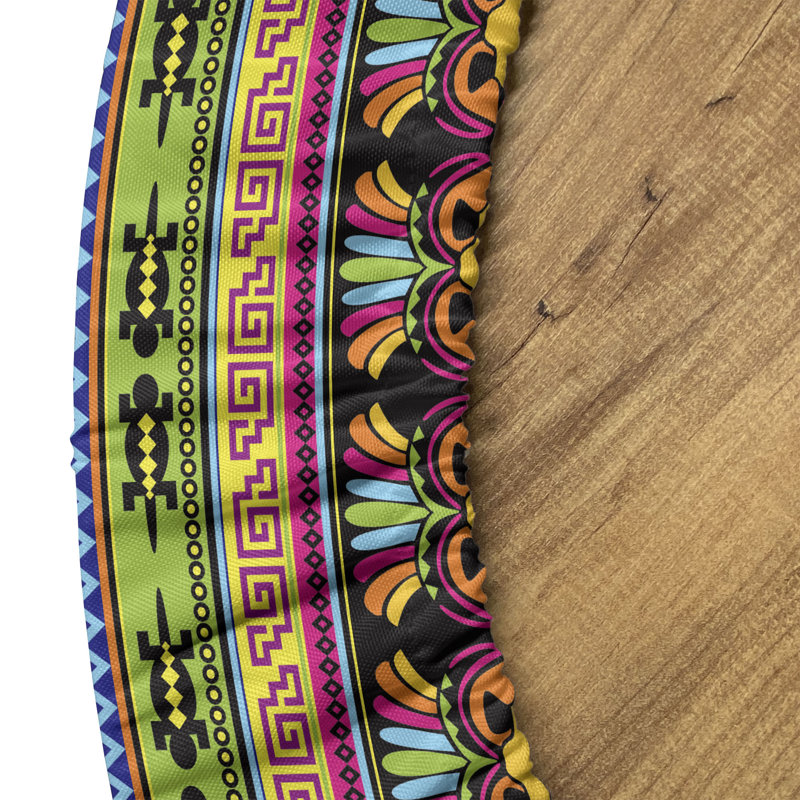 Bungalow Rose Prehistoric Fitted Round Tablecloth Multicolor, 47.24" Round