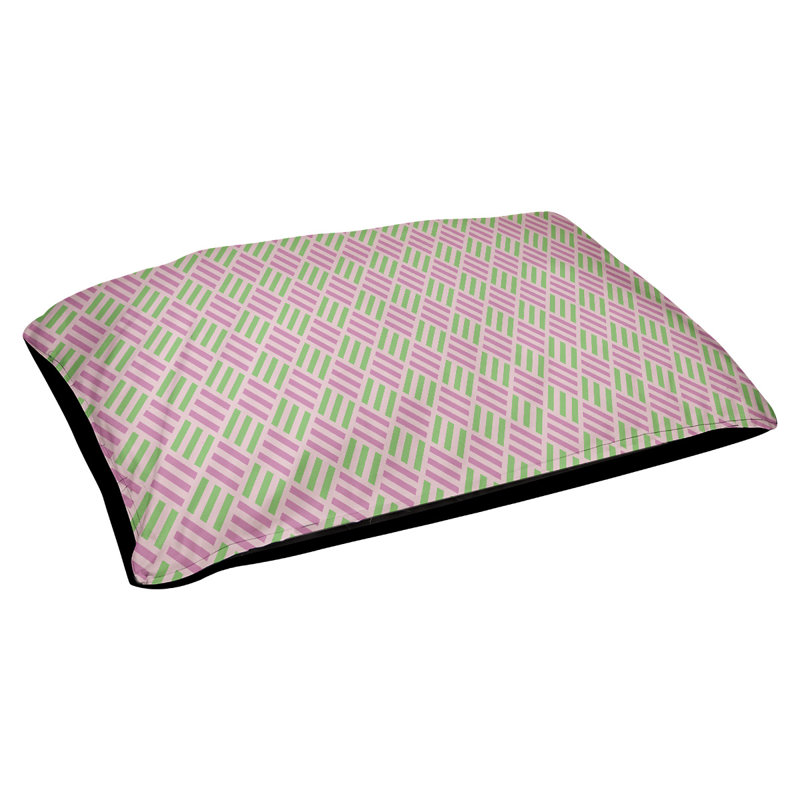 Coussin pour chien à rayures losanges Byrge, Grand (l 42,5 po x P 32,5 po x H 14 po), Rose et pastel