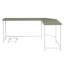Table d'étude en L grise et blanche avec bord biseauté - bureau de rangement pratique blanc, pour la productivité