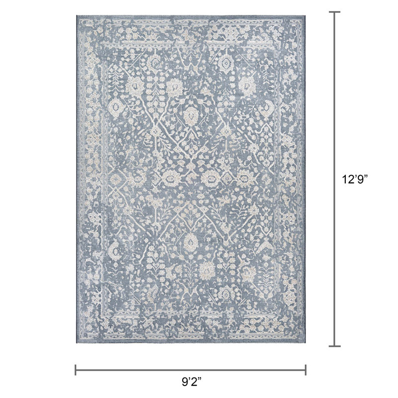 Tapis performance huître bleu ardoise Ouzts, Rectangle 9 pi 2 po x 12 pi 9 po