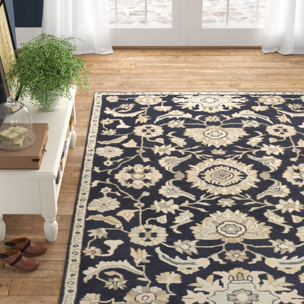 Arden Handmade Wool Pale Blue, Beige, Olive, Charcoal, Tan Rug, Rectangle 7'6" x 9'6"