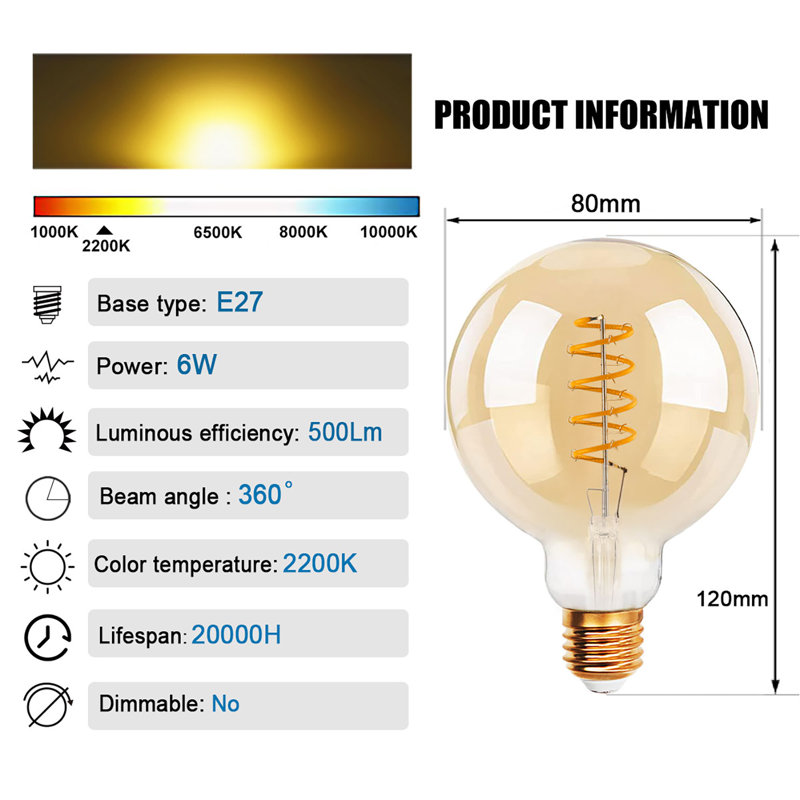 2-Pack 6W LED Light Bulbs