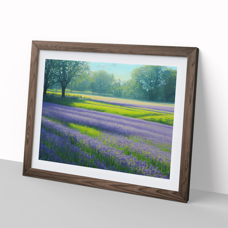 Exceptional Bluebell Field - Single Picture Frame Print, 46cm H x 64cm W x 2cm D, Walnut