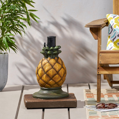 Concrete Pineapple Umbrella Base, Yellow - 14"X14"X18", 56.04Lb Add Tropical Flair To Your Backyard Base Yellow, 14X14x18 Inches, 56.04 Pounds Accent Object